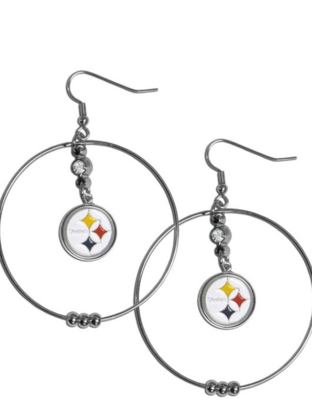 2" Steelers Hoop Earrings- Silver